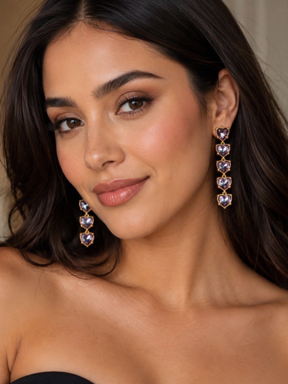 Oscar de la Renta heart shaped crystal earrings